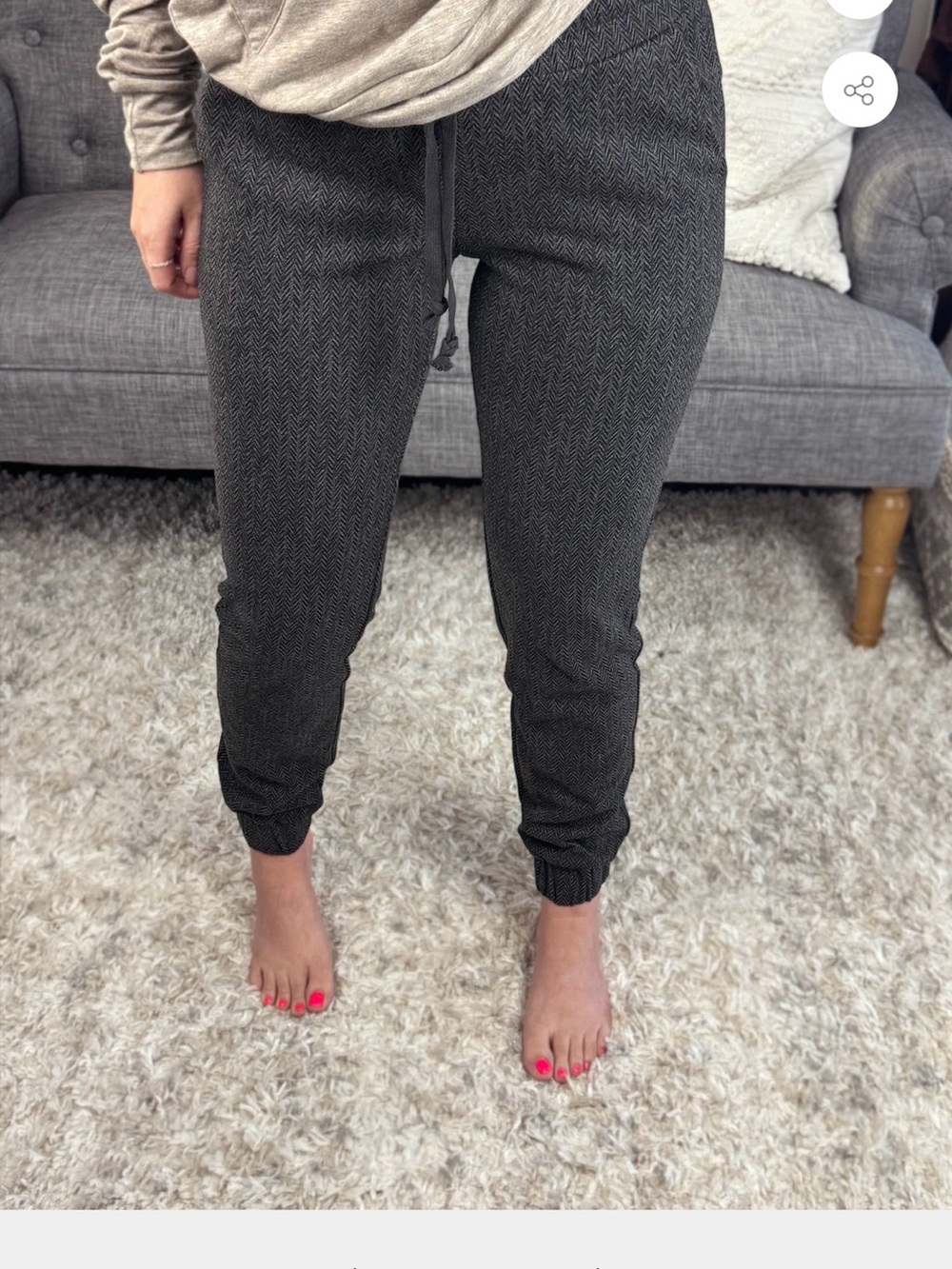 Blended Threads Cozy Herringbone Jogger Pants - Dark Gray